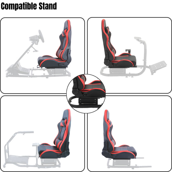 Marada Racing Seat with Double Lock Slip for Racing Wheel Stand Cloth Red with Installed Parts