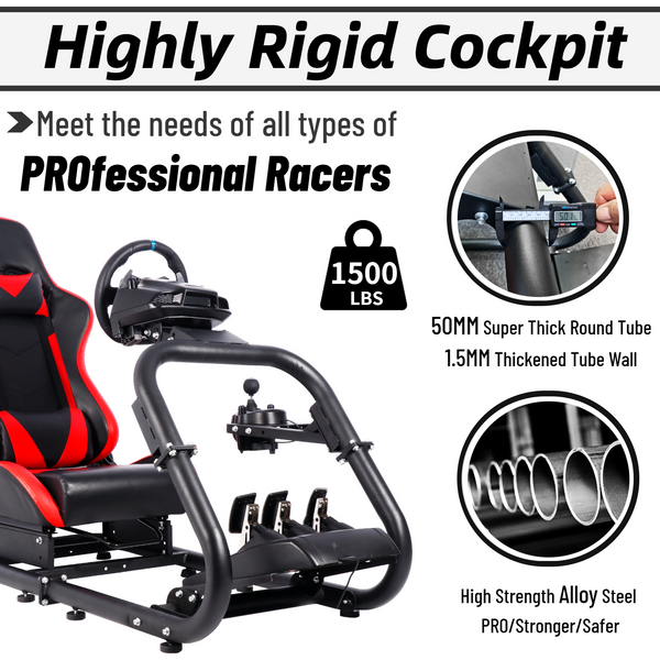 Marada Racing Wheel Stand Simulator Cockpit Height Adjustable Gaming Steering Frame Compatible for T500,T30,T300RS,FANTEC,T3PA/TGT,logitech G25,G29,G92,G923 Wheel&Pedals Not Included